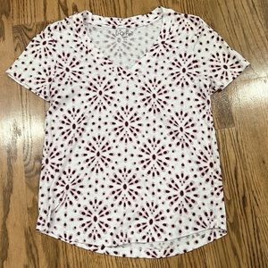 Loft V Neck Print Teeshirt - Size XS